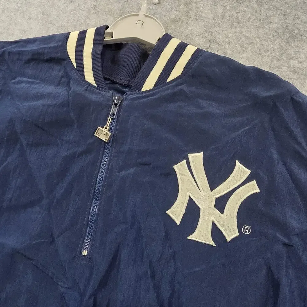 Vintage New York Yankees Jacket Mens‎ XL Blue MLB Baseball Starter Pullover 90s